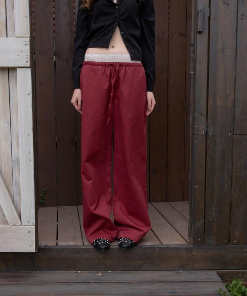 Cove cotton wide pants - Burgundy