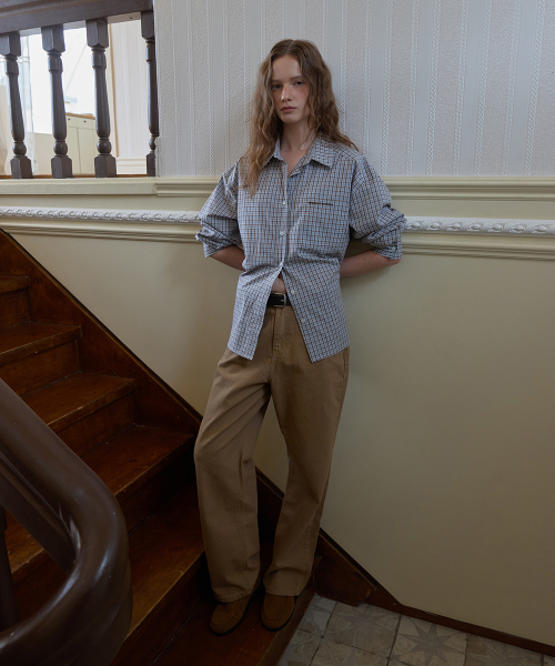 Lown check shirt - Skyblue