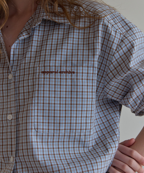 Lown check shirt - Skyblue
