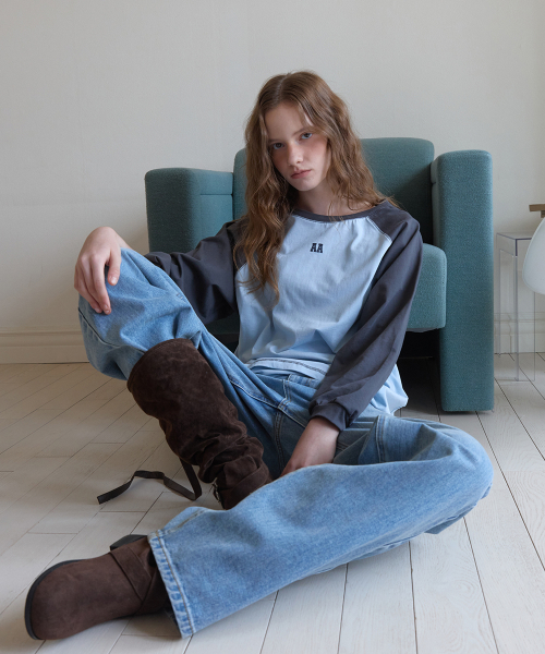 Fleur raglan tee - Skyblue
