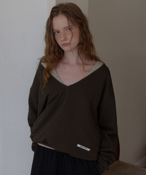Hines deep v-neck sweatshirt - Brown