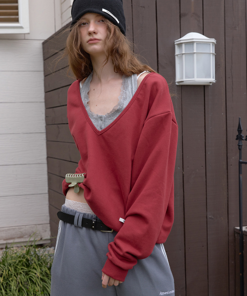 Hines deep v-neck sweatshirt - Red