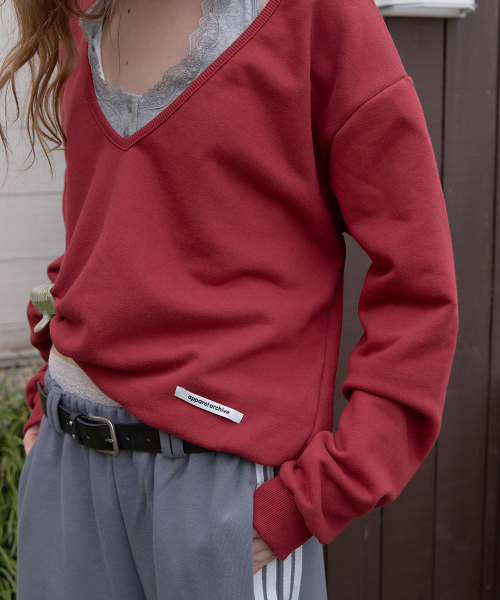 Hines deep v-neck sweatshirt - Red