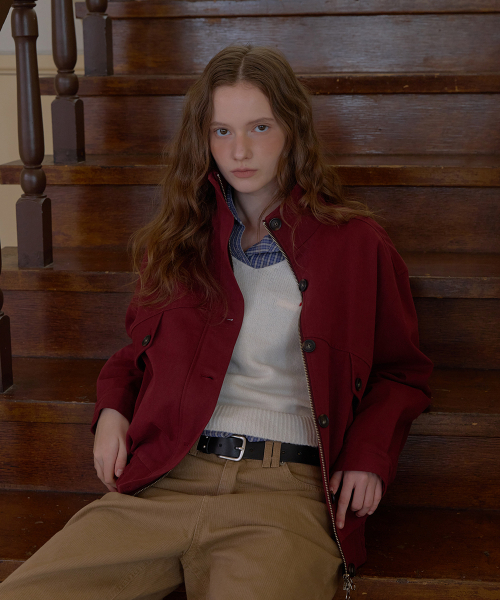 Soft cotton pocket blouson - Burgundy