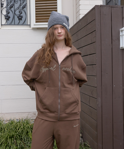 Polite hoodie zip-up - Brown