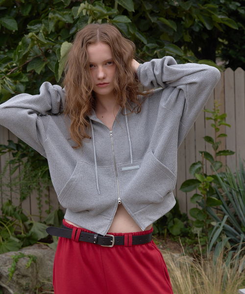 Slice waffle hoodie zip-up - Gray