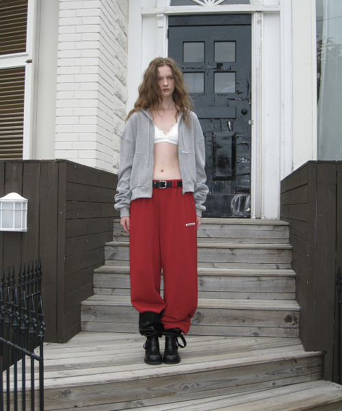Slice waffle hoodie zip-up - Gray