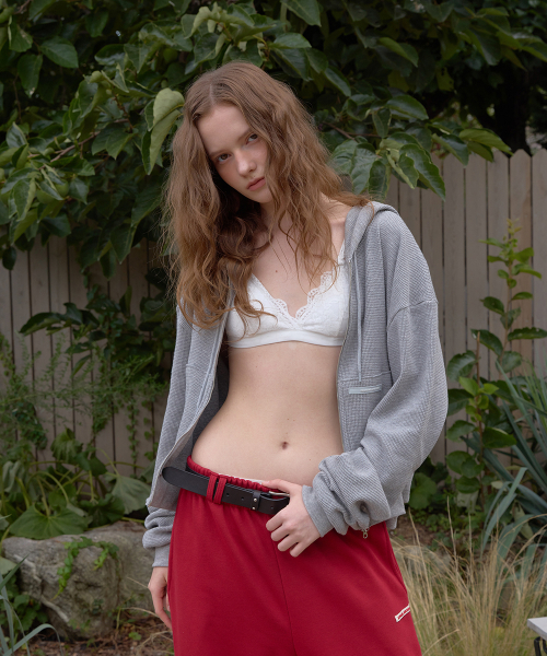 Slice waffle hoodie zip-up - Gray