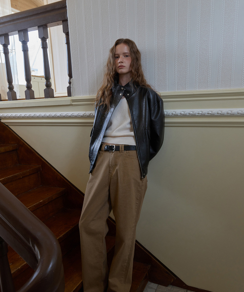 Vase leather blouson - Black