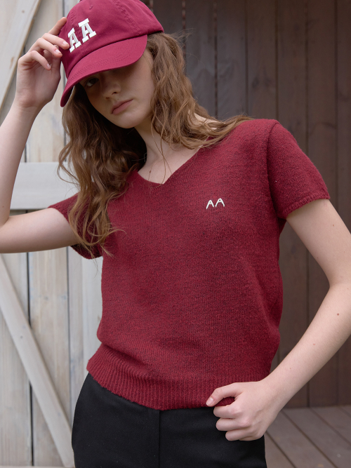 Rony half v knit - Burgundy