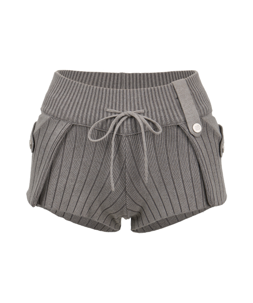 SYMBOL STRAP POCKET KNIT SHORTS_GREY