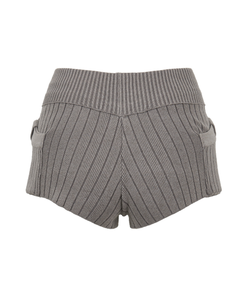 SYMBOL STRAP POCKET KNIT SHORTS_GREY