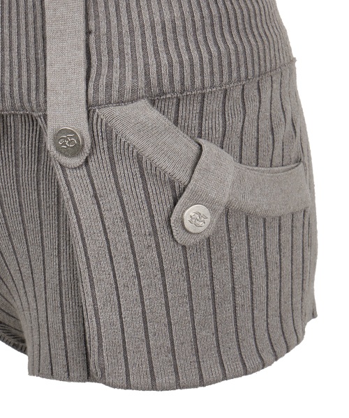 SYMBOL STRAP POCKET KNIT SHORTS_GREY