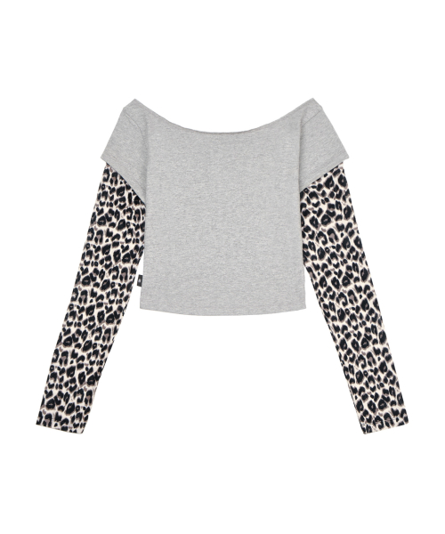 RUNAWAY GIRL LEOPARD LONG SLEEVE_GREY