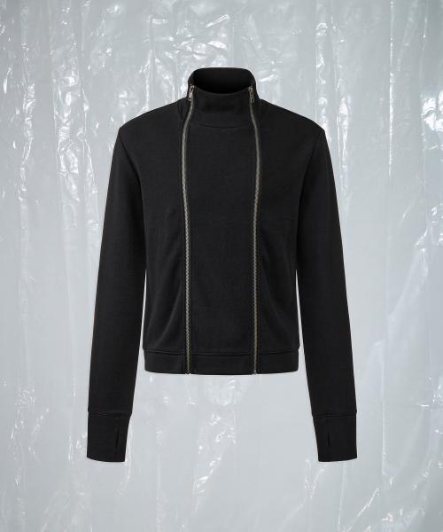 Oblique Twin Zip Up_Black