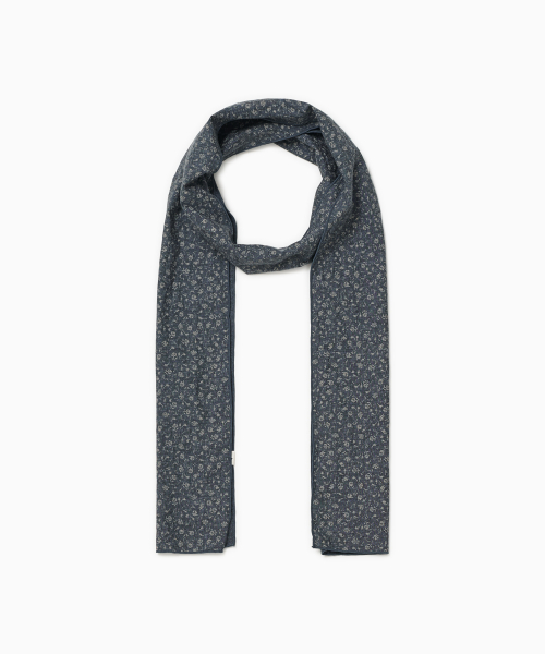 VINTAGE FLORAL COTTON SCARF, BLUE