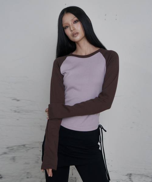 C RAGLAN LONG SLEEVE T-SHIRT_SMOKE PINK