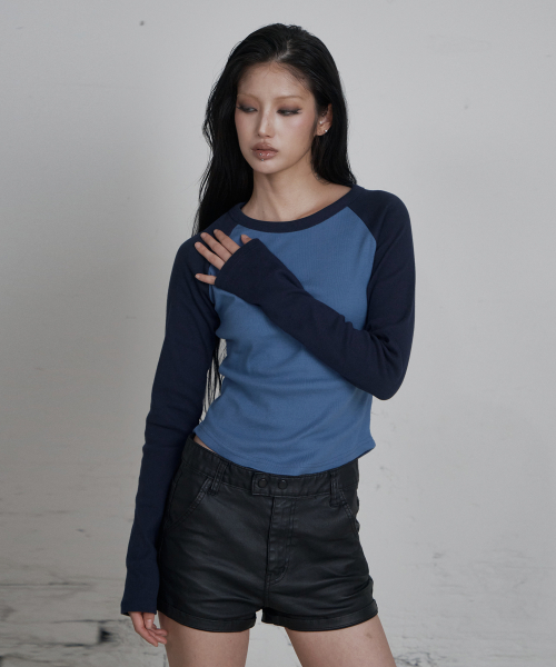 C RAGLAN LONG SLEEVE T-SHIRT_SMOKE BLUE