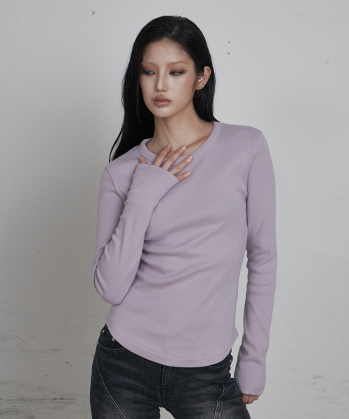 C 90S LINE BASIC LONG SLEEVE T-SHIRT_SMOKE PINK