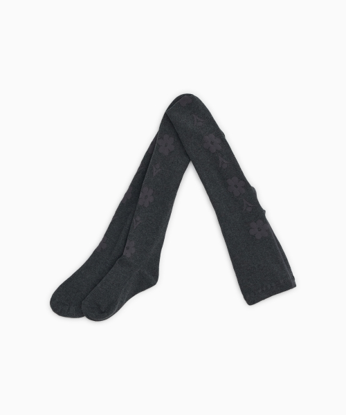 FLORAL PATTERN TIGHTS, CHARCOAL