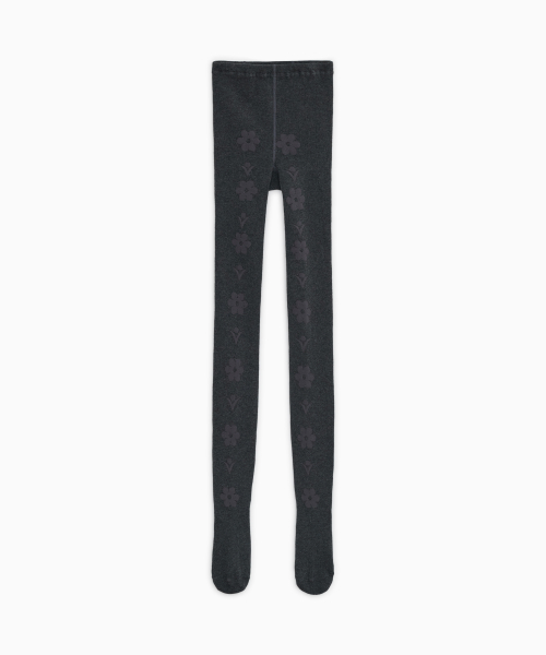 FLORAL PATTERN TIGHTS, CHARCOAL