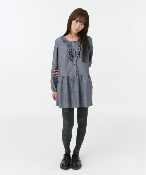 FLORAL PATTERN TIGHTS, CHARCOAL