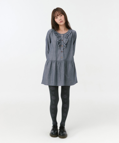 FLORAL PATTERN TIGHTS, CHARCOAL