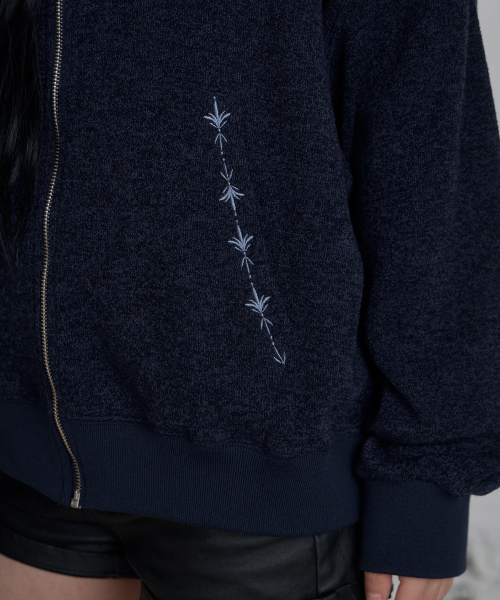 C HOODED KNIT ZIP-UP_NAVY