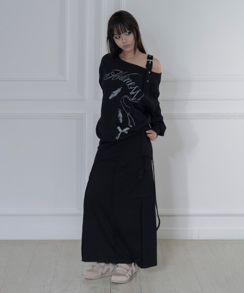 OVERLAY MAXI SKIRT (BLACK) F26ZD472
