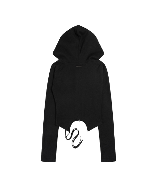 OVERLAY CROP HOODED ZIP-UP (BLACK) F26ZA513