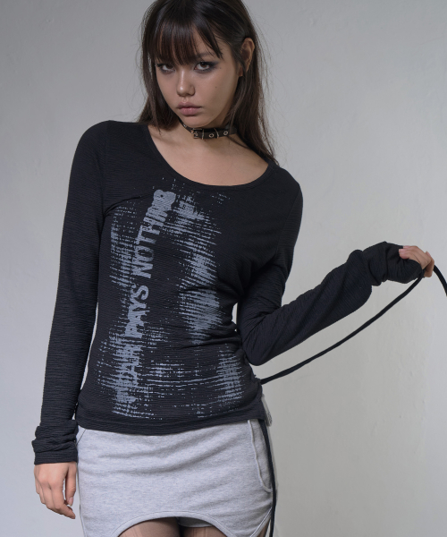 SIDE CORSET LONG SLEEVE (BLACK) F26ZB523