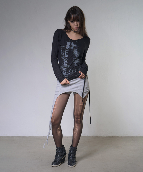 SIDE CORSET LONG SLEEVE (BLACK) F26ZB523