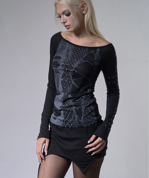 WEB STUD OFF-SHOULDER (BLACK) F26ZB525