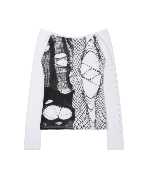 WEB STUD OFF-SHOULDER (WHITE) F26ZB525