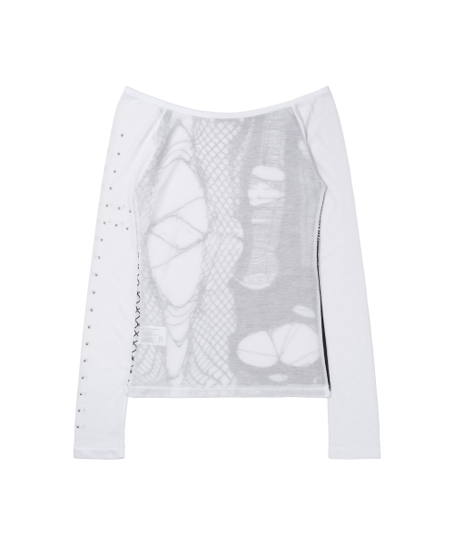 WEB STUD OFF-SHOULDER (WHITE) F26ZB525