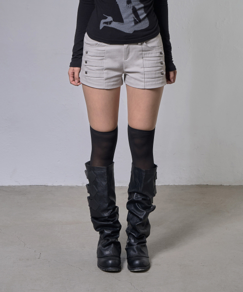 BAD GIRL MICRO SHORTS (BEIGE) F26ZD469