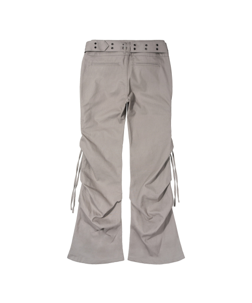 BELTED FLARE SHIRRING PANTS (BEIGE) F26ZD468