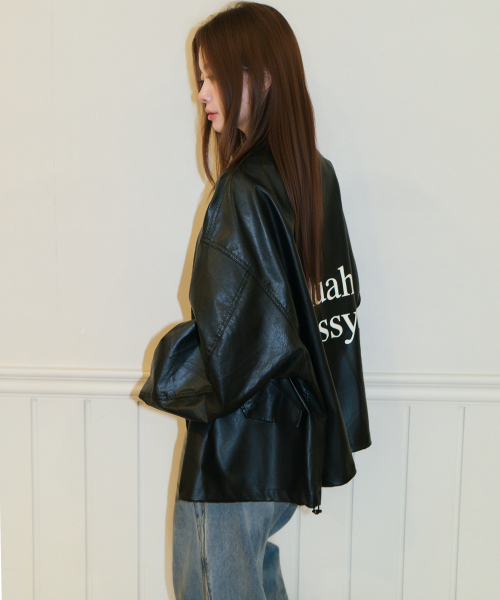 OVERFIT LEATHER FIELD JACKET [BLACK]