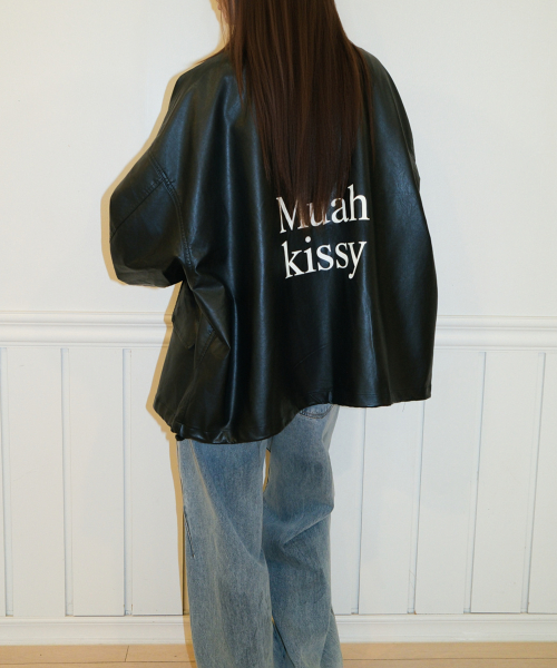 OVERFIT LEATHER FIELD JACKET [BLACK]