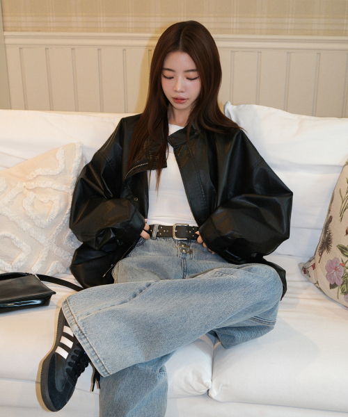 OVERFIT LEATHER FIELD JACKET [BLACK]