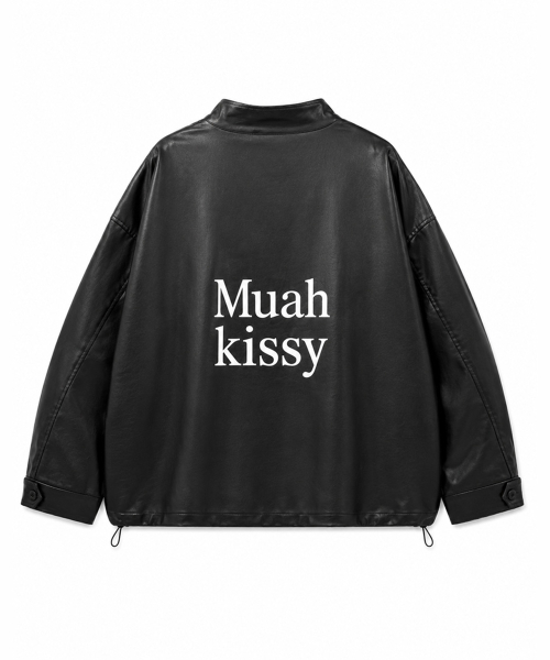 OVERFIT LEATHER FIELD JACKET [BLACK]