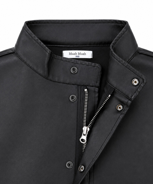 OVERFIT LEATHER FIELD JACKET [BLACK]