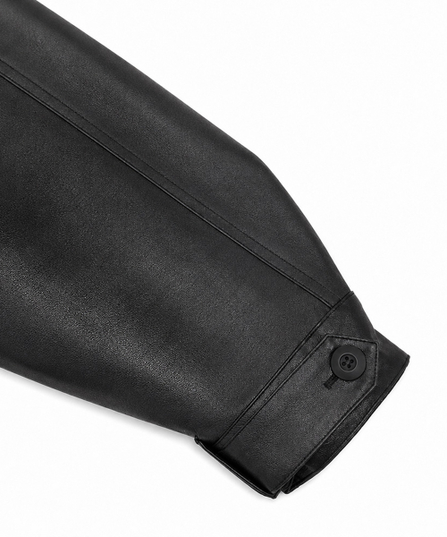 OVERFIT LEATHER FIELD JACKET [BLACK]