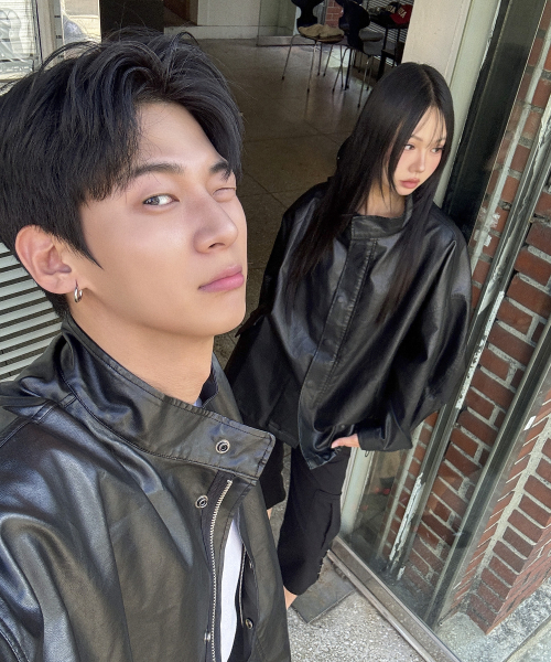 OVERFIT LEATHER FIELD JACKET [BLACK]