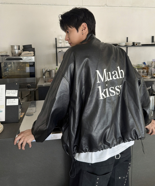 OVERFIT LEATHER FIELD JACKET [BLACK]