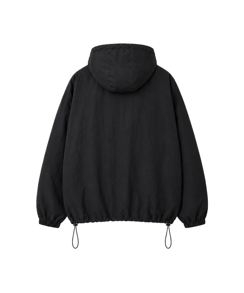 REVERSIBLE LOOSE FIT CHECK HOOD JACKET [BLACK]