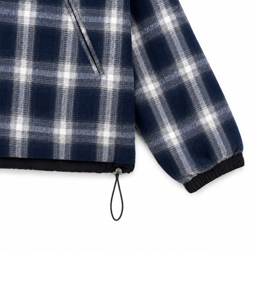 REVERSIBLE LOOSE FIT CHECK HOOD JACKET [BLACK]