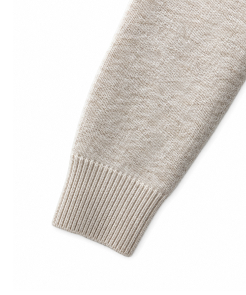 JACQUARD KNIT HOOD ZIPUP [OATMEAL]