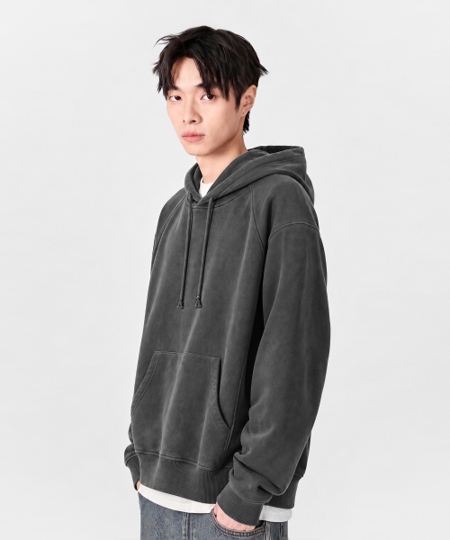 © EVERYONES ESSENTIAL SWEAT HOODED T-SHIRT (VTG FADE)_4 COLOR