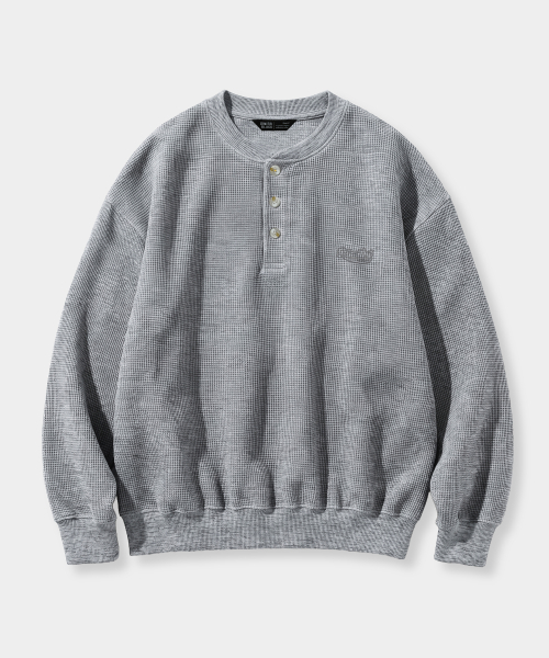 REGULAR WAFFLE HENLEY NECK T-SHIRT_4 COLOR